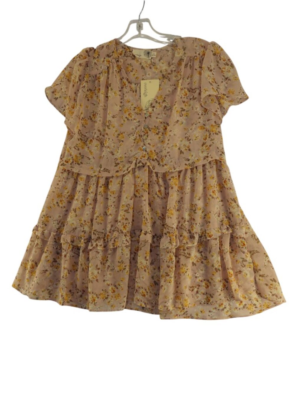 Everleigh floral tiered ruffle mini dress in cream NWT size S